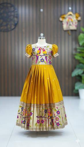 kids paithani gown silk Surat wholesale market for baby clothes